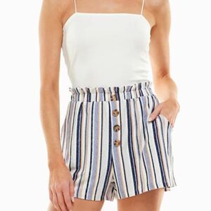 Ultra Flirt Womens Juniors Paperbag Waist Striped Romper Shorts Size XXL